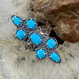 Carolyn Pollack Sterling Silver Sleeping Beauty Turquoise Decorated Cluster Ring